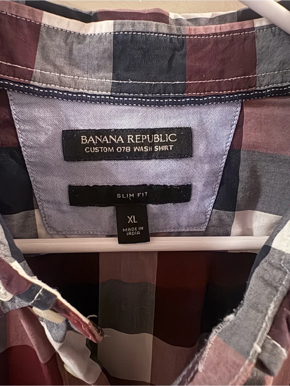 Banana Republic Men’s Red, Blue & White Plaid Button-Down Shirt